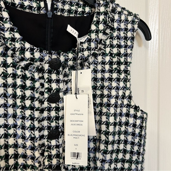 Veronica Beard Julie Sleeveless Tweed Dress in Blue/Pinegrove Multi Size 6 - Picture 10 of 14